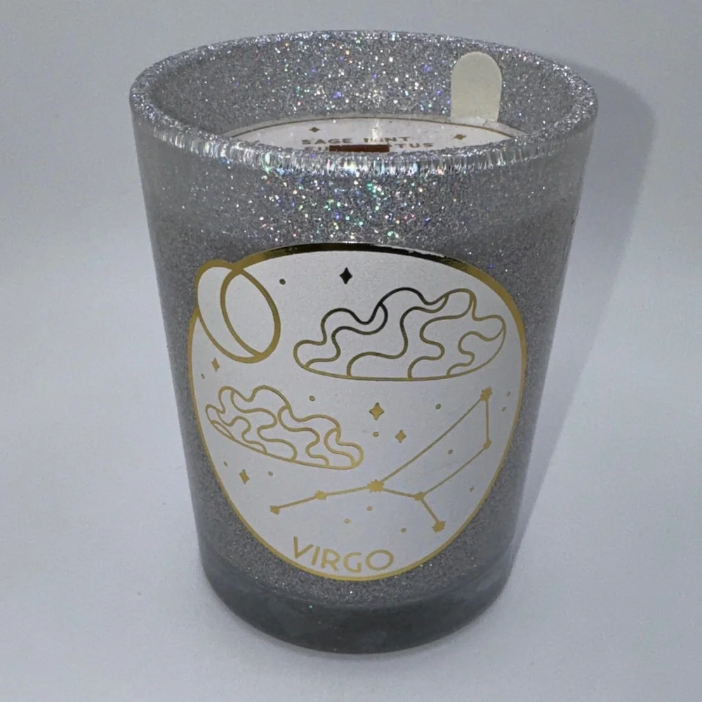 Virgo Glitter Candle Constellation Design